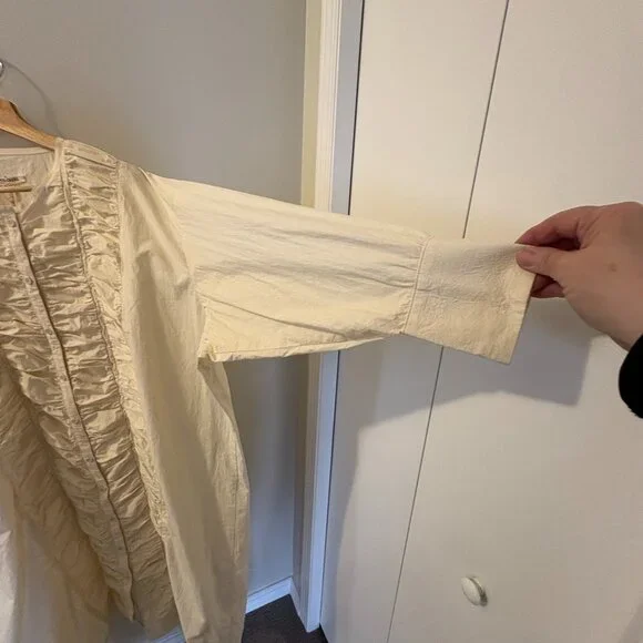 Black Crane NWT Women's Cotton Ruffled Dress in Ivory Sz L - Picture 8 of 11